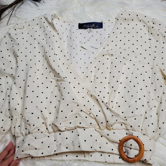 Francesca's Blue Rain Cropped Blouse - Picture 5 of 5